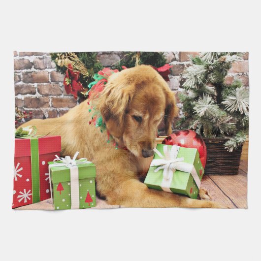 Kerstmis - Golden Retriever - Addison Theedoek (Horizontaal)