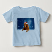 Kerstmis: Golden Retriever Dog Santa Hat Snow (Voorkant)