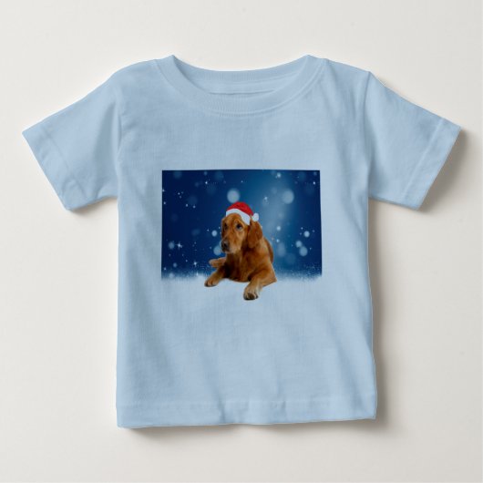 Kerstmis: Golden Retriever Dog Santa Hat Snow (Voorkant)