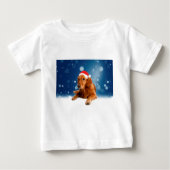 Kerstmis: Golden Retriever Dog Santa Hat Snow (Voorkant)