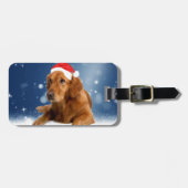Kerstmis: Golden Retriever Dog Santa Hat Snow Bagagelabel (Voorkant horizontaal)