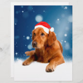Kerstmis: Golden Retriever Dog Santa Hat Snow Briefhoofd (Voorkant / Achterkant)