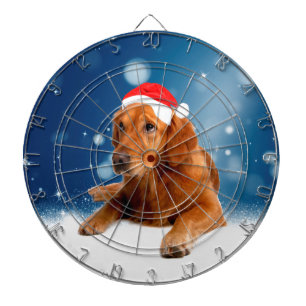 Kerstmis: Golden Retriever Dog Santa Hat Snow Dartbord