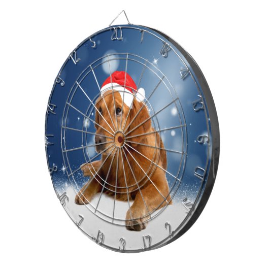 Kerstmis: Golden Retriever Dog Santa Hat Snow Dartbord (Voorkant Rechts)