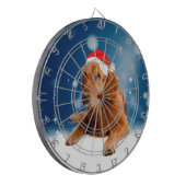 Kerstmis: Golden Retriever Dog Santa Hat Snow Dartbord (Voorkant Links)