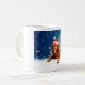 Kerstmis: Golden Retriever Dog Santa Hat Snow Koffiemok (Voorkant links)