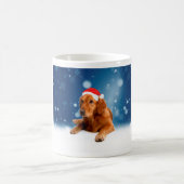 Kerstmis: Golden Retriever Dog Santa Hat Snow Koffiemok (Center)