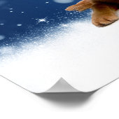 Kerstmis: Golden Retriever Dog Santa Hat Snow Poster (Hoek)