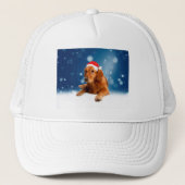 Kerstmis: Golden Retriever Dog Santa Hat Snow Trucker Pet (Voorkant)