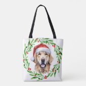 Kerstmis Golden Retriever Goldie Vakantie Monogram Tote Bag (Achterkant)