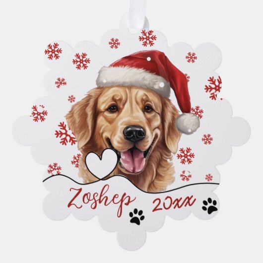 Kerstmis Golden Retriever Hond gepersonaliseerd Ornament Kaart (Voorkant)