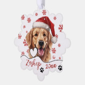 Kerstmis Golden Retriever Hond gepersonaliseerd Ornament Kaart (Links)
