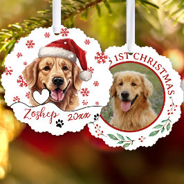 Kerstmis Golden Retriever Hond gepersonaliseerd Ornament Kaart