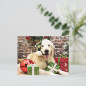 Kerstmis - Golden Retriever - Hudson Feestdagenkaart (Staand voorkant)