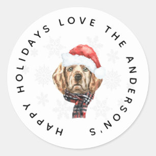 Kerstmis Golden Retriever in Sinterklaas Hoed Vaka Ronde Sticker