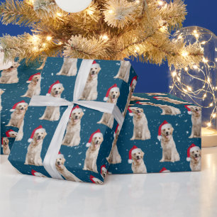 Kerstmis Golden Retriever In Sneeuwvlokken Cadeaupapier
