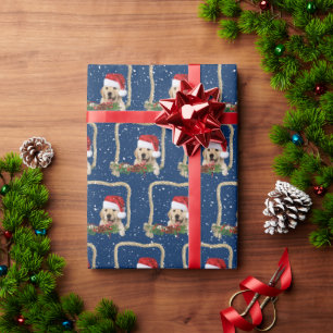 Kerstmis Golden Retriever in touwframe Cadeaupapier