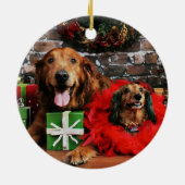 Kerstmis - Golden Retriever Max - Doxie - Chloe Keramisch Ornament (Achterkant)