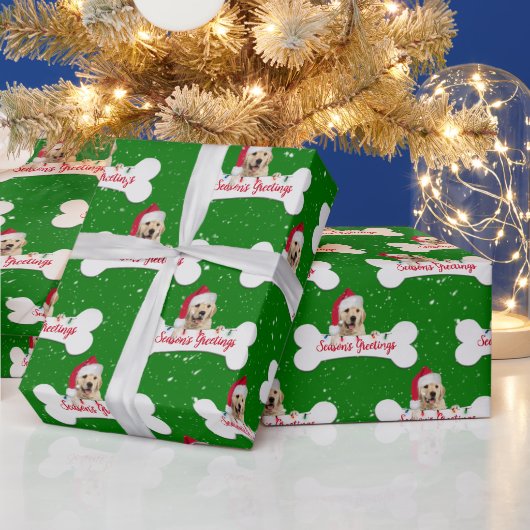 Kerstmis Golden Retriever op Bot   Cadeaupapier (Feestdagen)