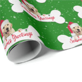 Kerstmis Golden Retriever op Bot   Cadeaupapier (Rol Hoek)
