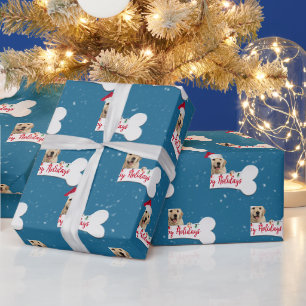 Kerstmis Golden Retriever op hondenbot Cadeaupapier