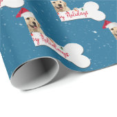 Kerstmis Golden Retriever op hondenbot Cadeaupapier (Rol Hoek)