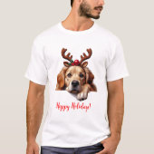 Kerstmis Golden Retriever rendieren T-shirt (Voorkant)