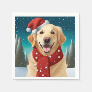 Kerstmis Golden Retriever servetten