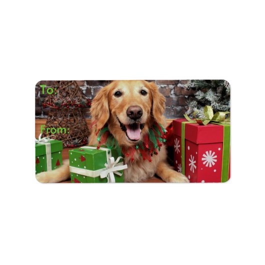 Kerstmis - Golden Retriever - Sidney Etiket (Voorkant)