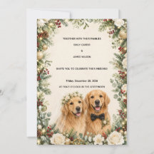 Kerstmis Golden Retriever Trouwuitnodiging