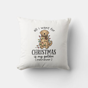 Kerstmis Golden Retriever Wenslijst Ontwerp Kussen