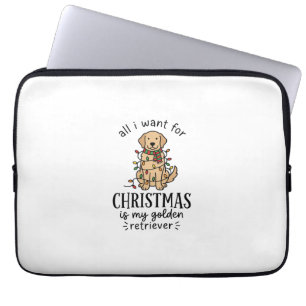 Kerstmis Golden Retriever Wenslijst Ontwerp Laptop Sleeve