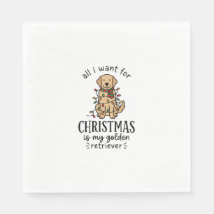 Kerstmis Golden Retriever Wenslijst Ontwerp Servet