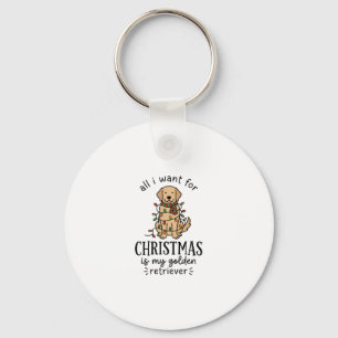 Kerstmis Golden Retriever Wenslijst Ontwerp Sleutelhanger