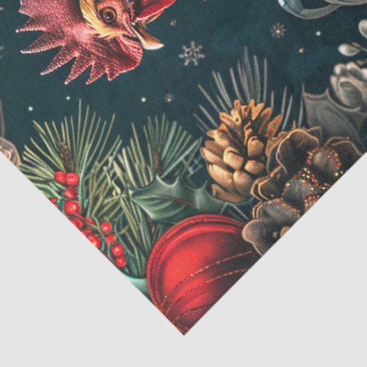 Kerstmis Golden Rooster Decoupage Tissuepapier (Detail)