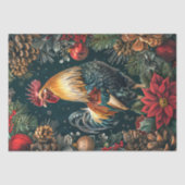 Kerstmis Golden Rooster Decoupage Tissuepapier (Voorkant)