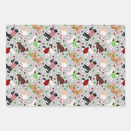 Kerstmis Goldendole Labradoodle Inpakpapier Vel (Voorkant 3)