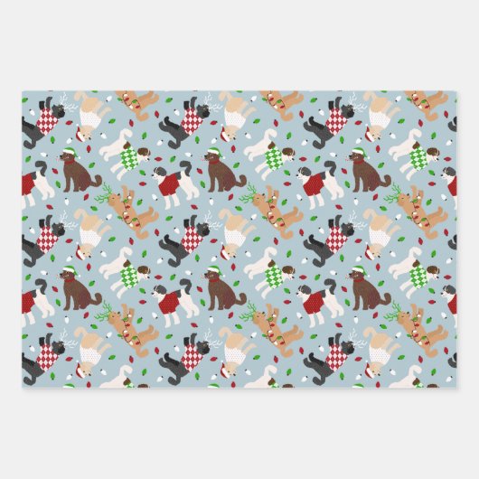 Kerstmis Goldendole Labradoodle Inpakpapier Vel (Voorkant 2)