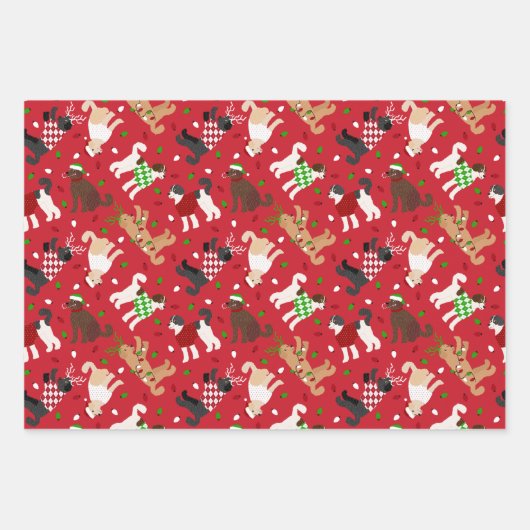 Kerstmis Goldendole Labradoodle Inpakpapier Vel (Voorkant)