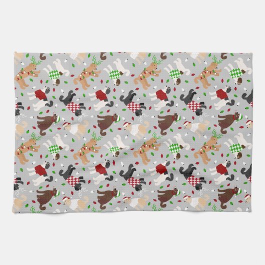 Kerstmis Goldendole Labradoodle Kitchen Towel Theedoek (Horizontaal)