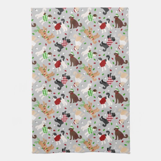 Kerstmis Goldendole Labradoodle Kitchen Towel Theedoek (Verticaal)