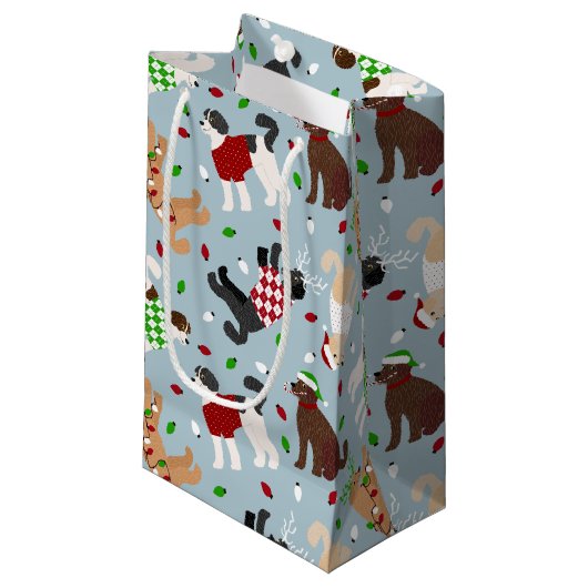 Kerstmis Goldendole Labradoodle Small Gift Bag Klein Cadeauzakje (Voorkant Gekanteld)