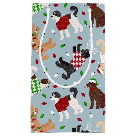 Kerstmis Goldendole Labradoodle Small Gift Bag Klein Cadeauzakje (Voorkant)