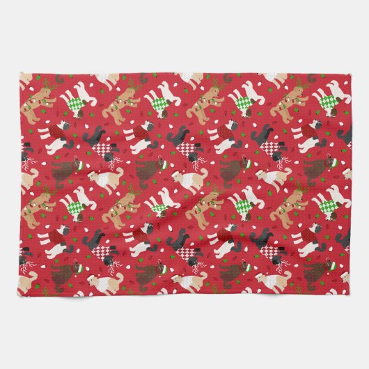 Kerstmis Goldendole Labradoodle Theedoek (Horizontaal)