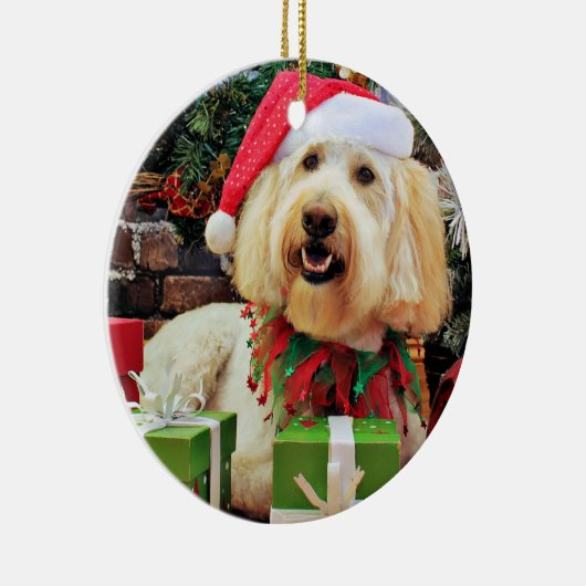 Kerstmis - GoldenDoodle - Bella Keramisch Ornament (Rechts)