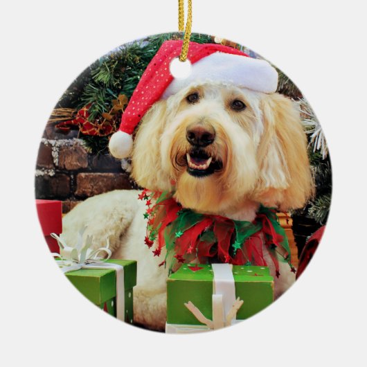 Kerstmis - GoldenDoodle - Bella Keramisch Ornament (Voorkant)