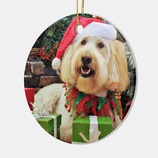 Kerstmis - GoldenDoodle - Bella Keramisch Ornament (Links)