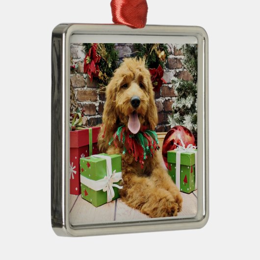 Kerstmis - GoldenDoodle - Claire Metalen Ornament (Rechts)