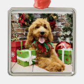 Kerstmis - GoldenDoodle - Claire Metalen Ornament (Voorkant)