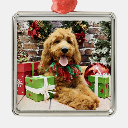 Kerstmis - GoldenDoodle - Claire Metalen Ornament (Voorkant)